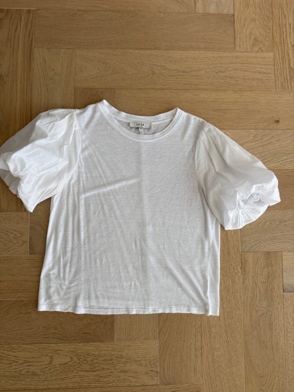 Joie White Short Puff Sleeve Top